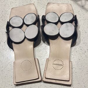 Manolita Black and Cream Circle Accent flats